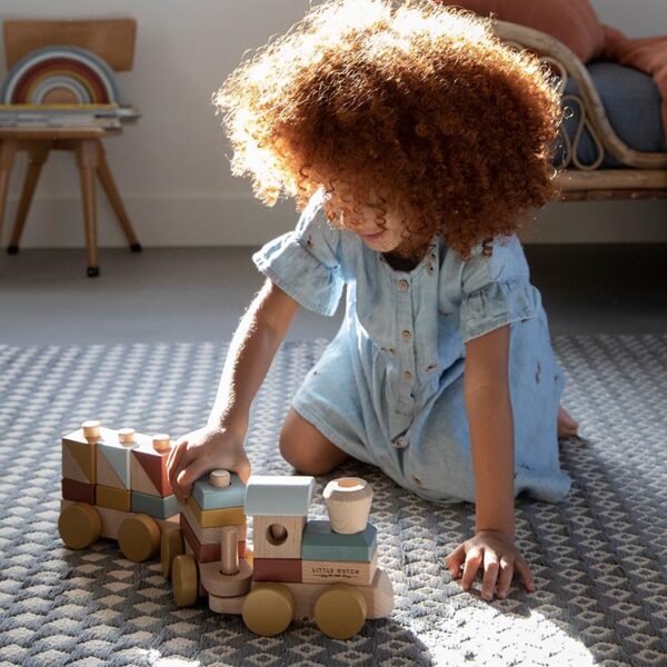 Little Dutch - Wooden Block Train Set Pure & Nature - Image 4