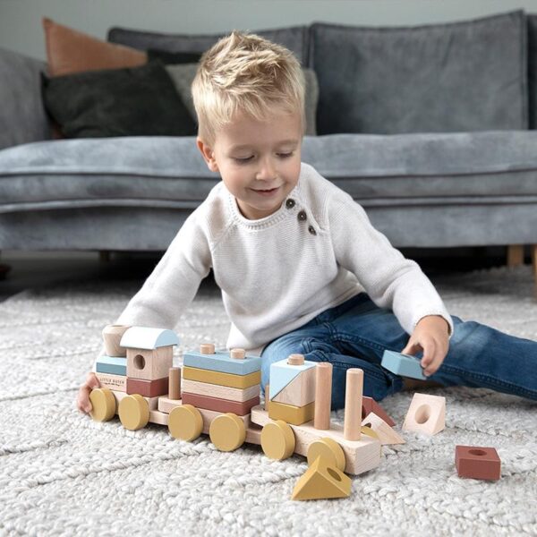 Little Dutch - Wooden Block Train Set Pure & Nature