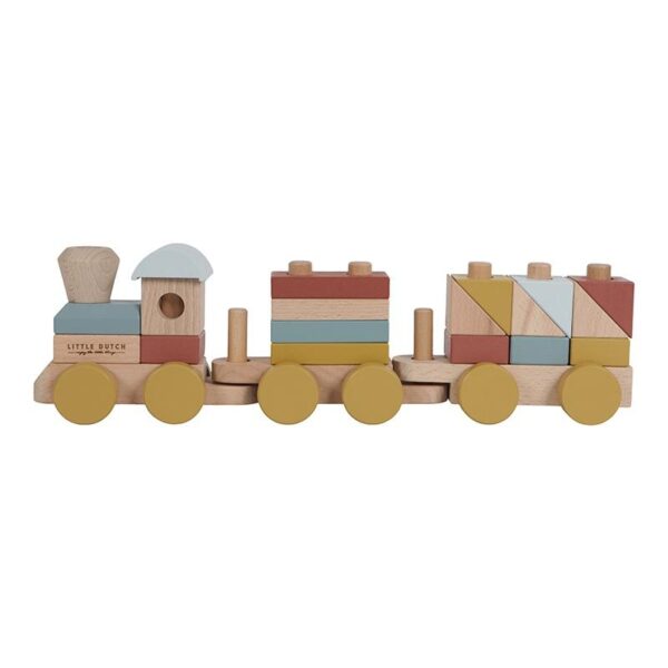 Little Dutch - Wooden Block Train Set Pure & Nature - Image 2