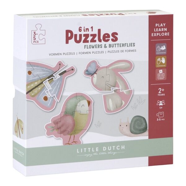 Little Dutch - 6 in 1 Puzzles Flowers & Butterflies